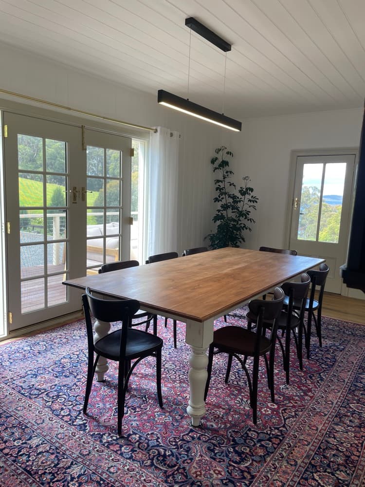 Dining area at The Cottage at Flowerpot with garden views